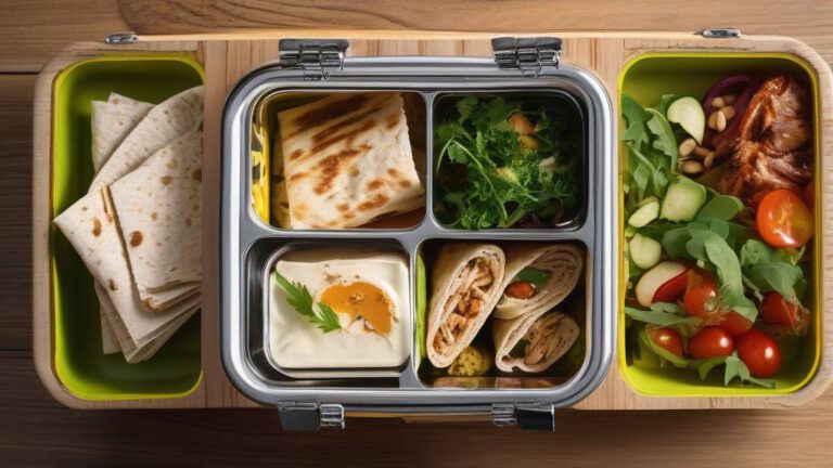 Свежие и полезные закуски из лаваша, аккуратно уложенные в стильный ланчбокс на столе.