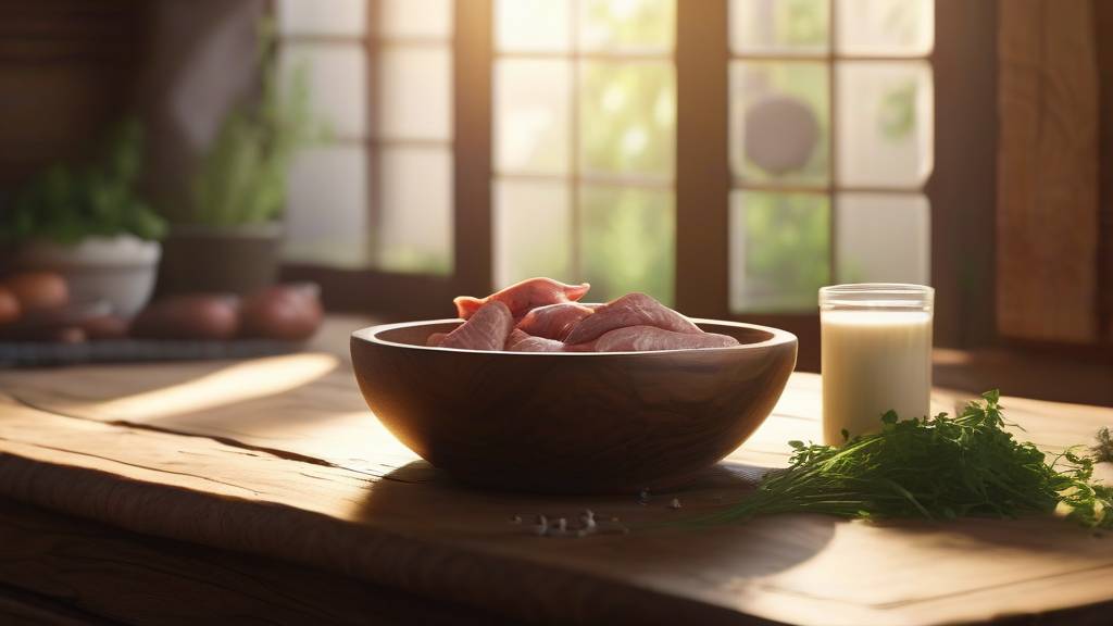 Нежная куриная печень на вашей кухне Свежая куриная печень в миске на деревянном столе с травами и чесноком