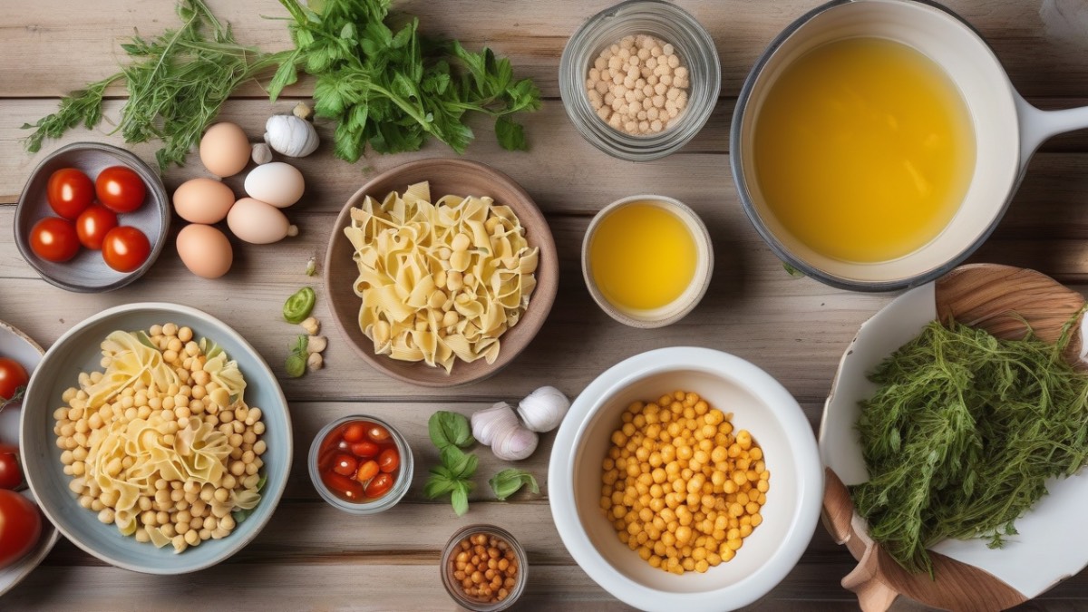 Свежие продукты в мисках для приготовления блюд по методу конструктора