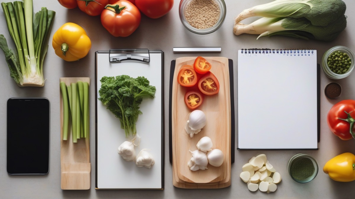 Кухонный стол с подготовленными продуктами для планирования меню на 2 дня